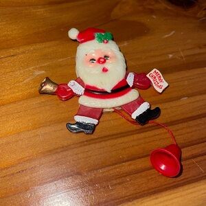 Vintage RETRO PLASTIC “JUMPING SANTA” CHRISTMAS PULL-STRING